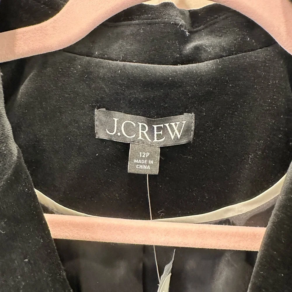 NWT J.Crew Alexandra Blazer in Black Velvet Size 12P